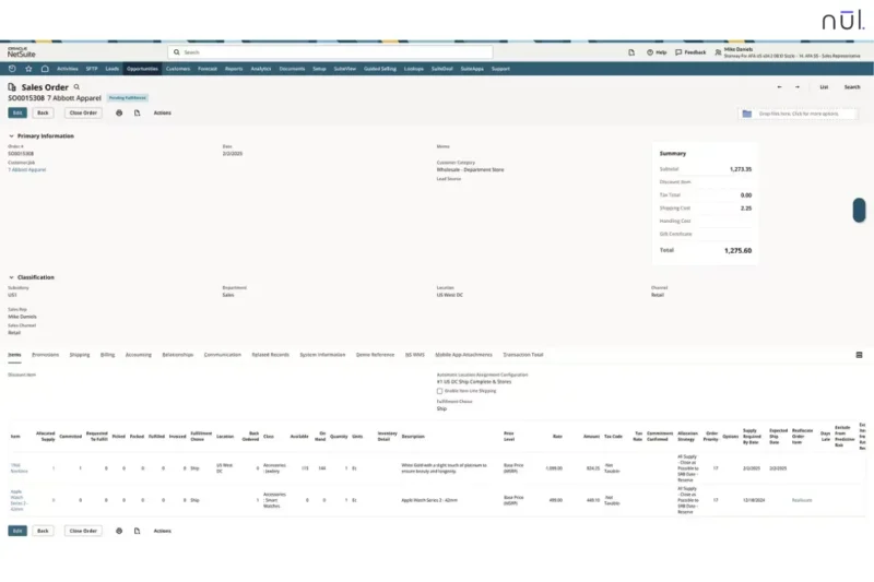 Oracle NetSuite has sales order management as part of a larger ERP system.